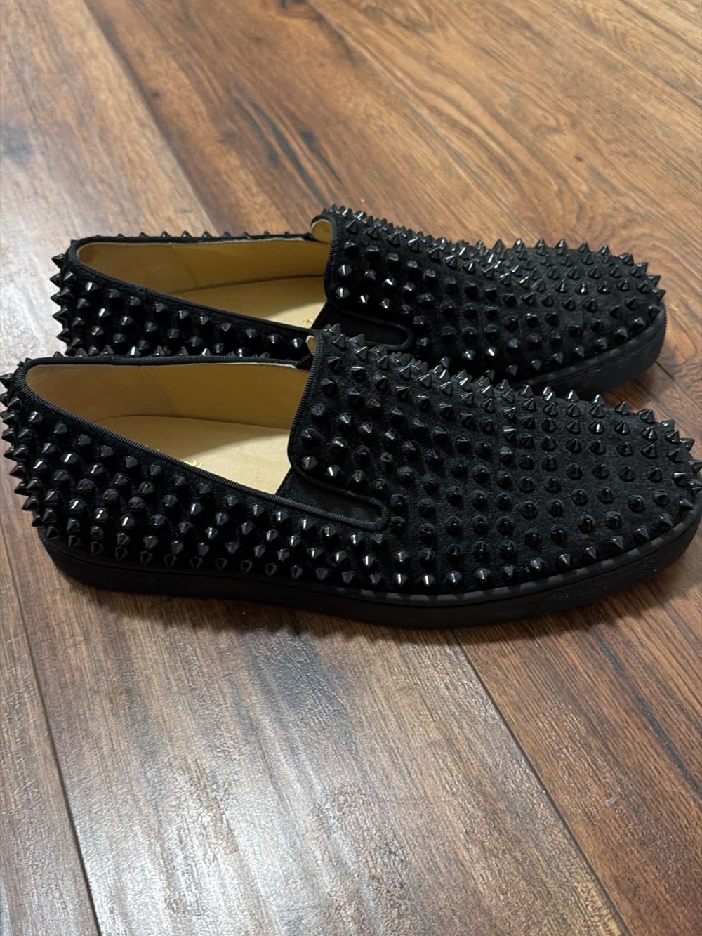 Christian Louboutin Black Studded Slip-On Men's Loafers